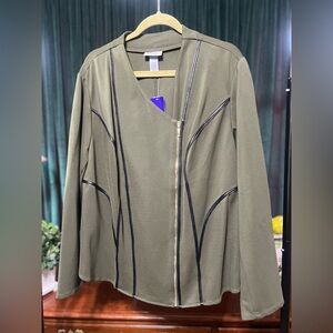 Catherines Olive Jacket with Black Detailing